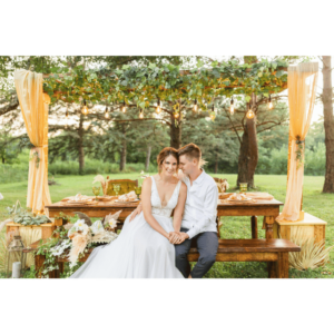 Table Canopy Greenery Ladder Lights