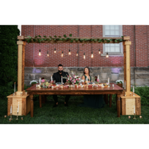 Table Canopy Greenery Ladder Lights